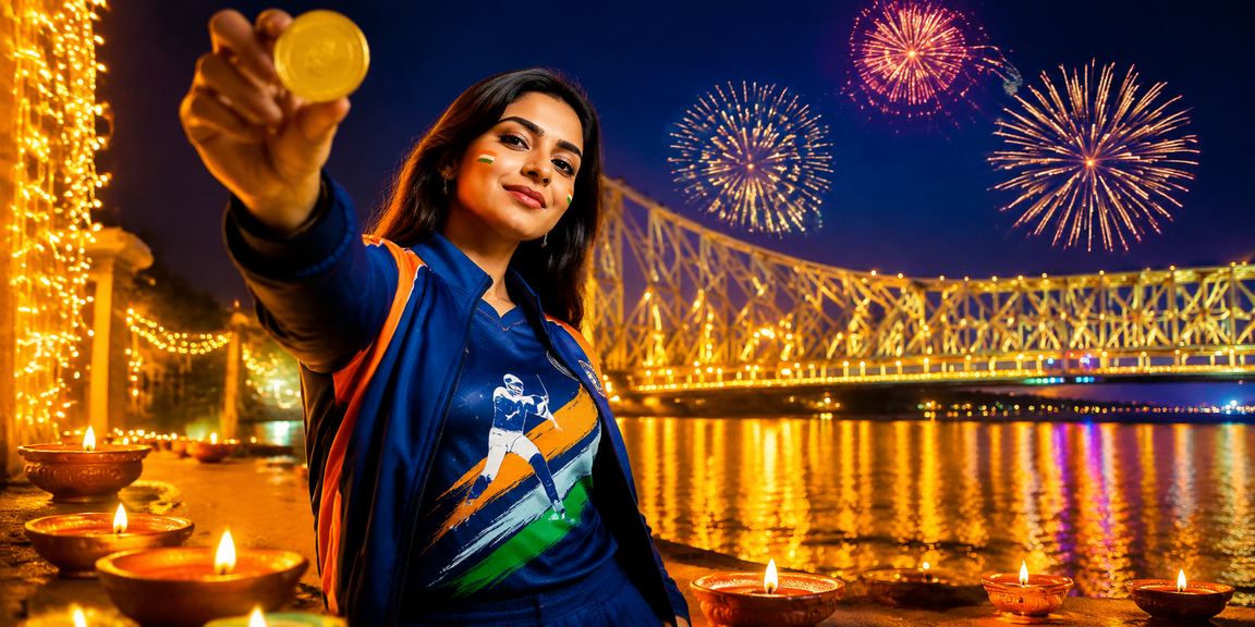 Diwali themed IPL betting promotion with fireworks in Kolkata
